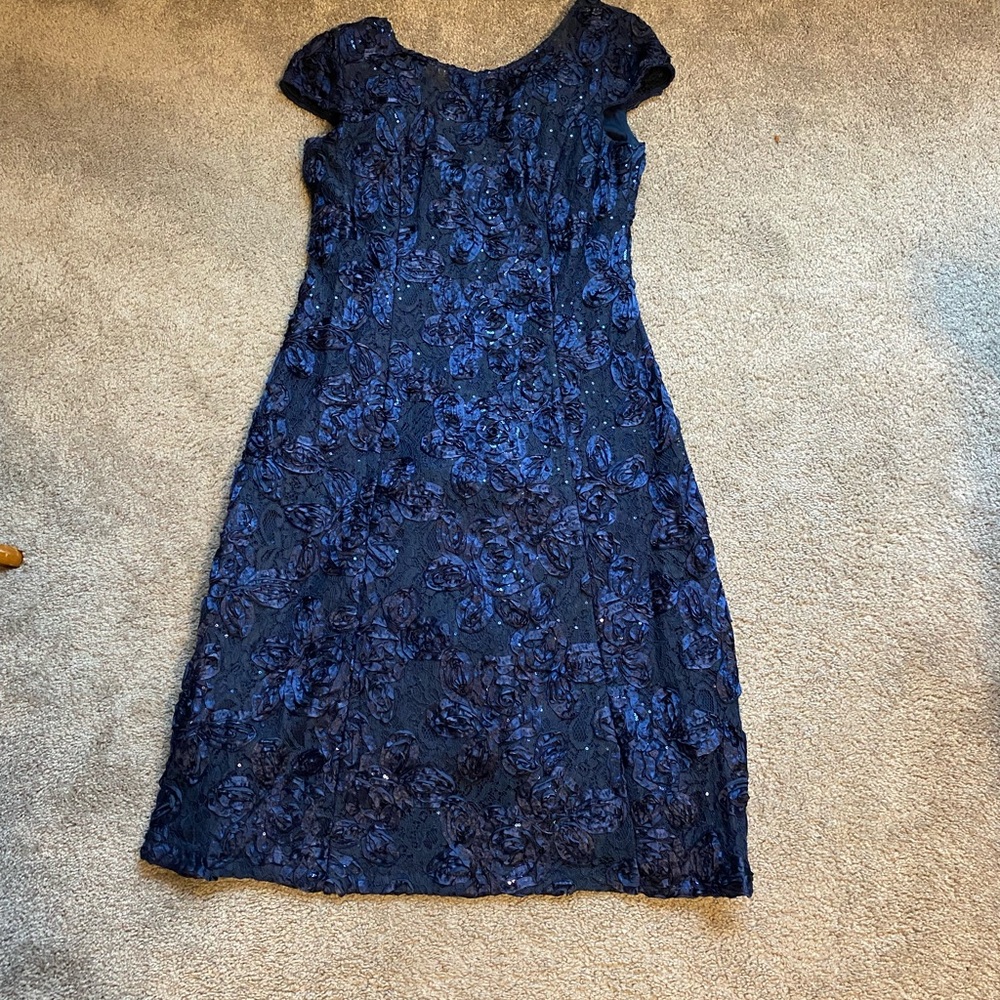 Size 12 Alex Evenings Elegant Blue Floral Dress